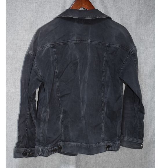 Free People Black Washed Denim Trucker Jacket Women’s XS - Picture 3 of 3